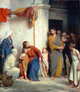 クリスチャン・イエス Painting - キリストと子供たちの宗教 カール・ハインリヒ・ブロック